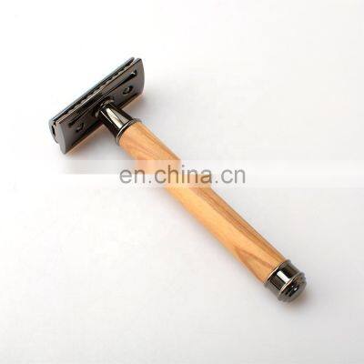 Wholesale Traditional Design High Quality Zero Waste Olive Wood Mens Eco-friendly Double Edge Wooden Shaving Safety Razor photo-3
