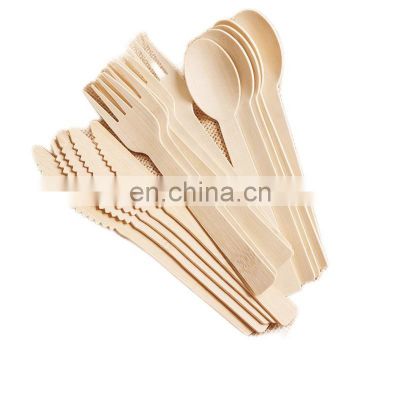 Eco-friendly 170 mm Knife Fork Spoon Bamboo Cutlery Disposable Cutlery Set for Camping/Wedding/Party