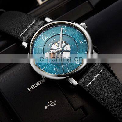 SINOBI Classic Wristwatch S9843G Stainless Steel Man Watch relogio Custom Logo Hollow Out Dial Watches  Montre Homme