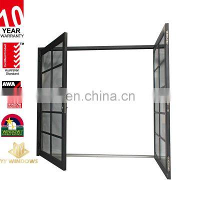 America Standard Soundproof and Waterproof Double Gazed Aluminum Casement Door With Grill Design Exterior Door Modern photo-5