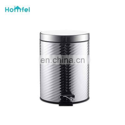 Spiral Pattern Vintage Foot Pedal Trash Can Metal Waste Bin With Inner Bucket Mirror Powder Coating photo-3