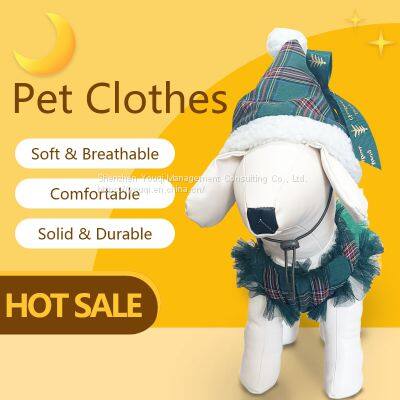 Christmas Pet Clothes/ Wholesale Pet Clothes/ Factory Pet Clothes/ Green Christmas Dog Clothes/ Dog Christmas Hat