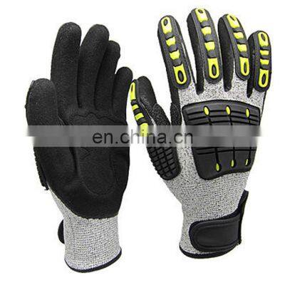 EN388 double nitrile coated cut resistant gloves cut level 5 mechanic safety  impact working glove