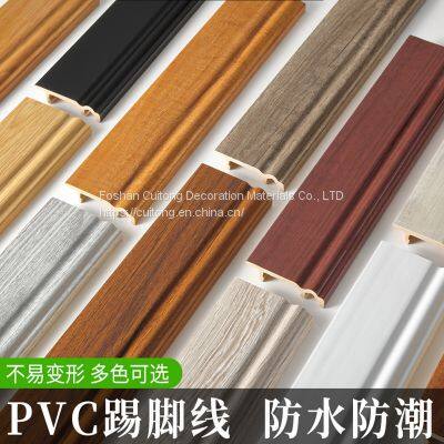 Foshan Wholesale 8 cm baseboard wood grain buckle PVC baseboard household anchor line bamboo wood fiber corner line