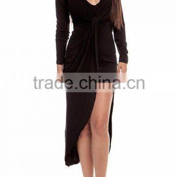 2015 Latest Design Front Twisted High Low Long Sleeves Dress For Women LD1844