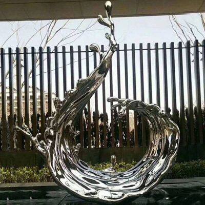 Customized Wave Sculpture Outdoor Square Theme Decoration Stainless Steel Sculpture photo-2