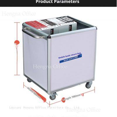Stainless Steel Book Return Container with Silent Wheels for Public Library Use-Luoyang OEM Manufacturer of Book Container for Shool &Office -Hengna