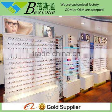 Stylish eyewear wall mounted display case design for optical store