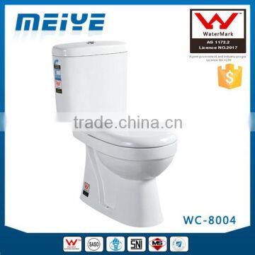 Two-Piece Washdown Cheap Watermark Toilet with Geberit or R&T Fitting Soft Cover, Australian WELS WC-8004                        
                                                Quality Choice