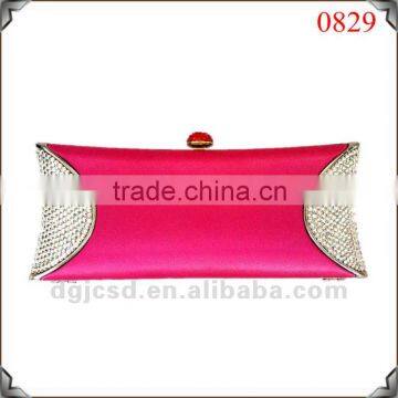 new design fashion crystal satin clutch evening bag