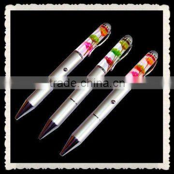 Liquid promotional pen with led light , customized projector ballpoint pen