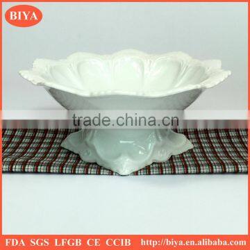 Wholesale porcelain fruit bowl, flower shape bowl, dessert bowl plate holder ,cake holder bowl,cameo,relief,rilievo,emboss
