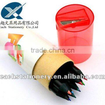 2013 hot sale black wood mini color pencil set in tube for kids