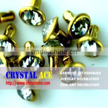 Open end rhinestone crystal rivet for belts