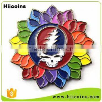 China Manufacturer Custom Flower Skull Metal Lapel Pin Badge