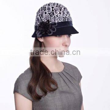 100% wool felt handmade fancy applique hat for fashion lady for keeping warm winter hat