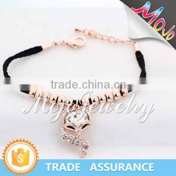 Young Girls Weave Funky Thin Silver Chain Bracelets with Metal Charm