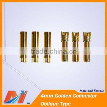 Maytech 4mm Golden Banana Connector Oblique Type male and female in pair