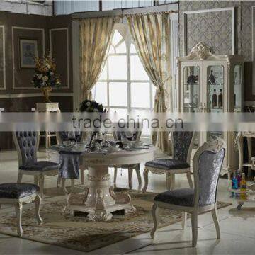 Noble Treasures Elegant French Style Dinging Table and Chair Set With Cabinet / French Royal Round Table CZ102