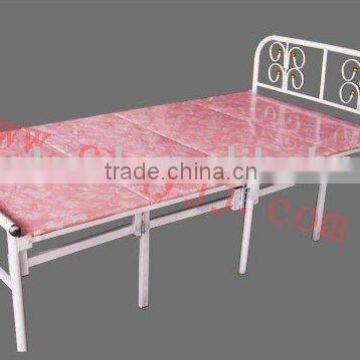 metal wooden board single folding bed 10legs for bedroom furniture