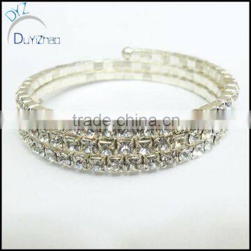 brass rows claw Wedding Bridal Rhinestone Elastic Bracelets