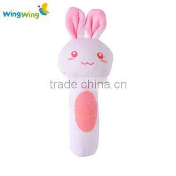 Super soft 20cm microfiber plush animal baby rattle toy