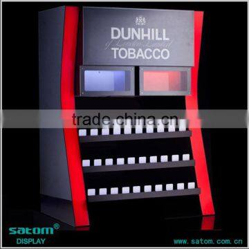 Modern Led Cigarette Retail Display Cabinets For Sale With AD Light Box In Top