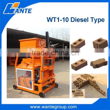 WANTE BRAND WT2-10 Top quality diesel engine interlock clay brick making machine south africa