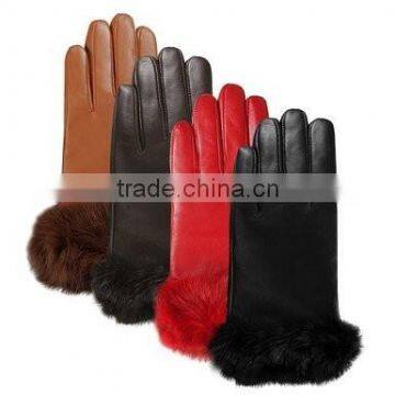 LEATHER STYLISH GLOVES LADIES LEATHER GLOVES CUFF FUR LEATHER GLOVES HIGH QUALITY LEATHER GLOVES DAILY USE LEATHER GLOVES