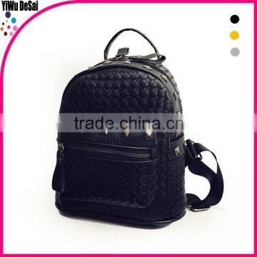 Rivet backpack female tide bag weave travel bags PU leather fashion bags student school bag