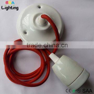 E26 Porcelain Pendent Light With Porcelain Ceiling Rose