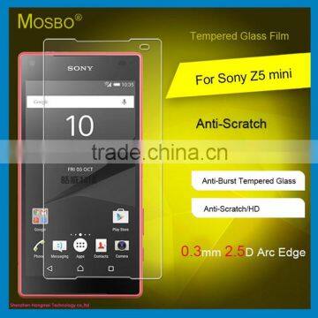 New Products Cell Phone Glass 0.3mm 9H 2.5D Premium Tempered Glass For Sony Xperia Z5 Mini Compact Screen Protector