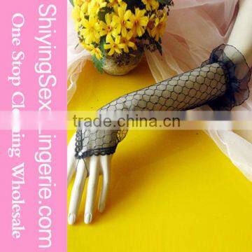 OEM Wholesale Black Sheer Pothole Crochet Elbow Length Gloves hand gloves manufacturers in china