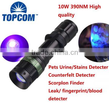 Profesional UV Flashlight with High Power 10W LED 390nm Wavelenght with Variable Focus for Urine Detection / Inspection