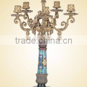 An Imitation Antique gilt Brass simple Candle Holders with enamel decorationJGLT-40