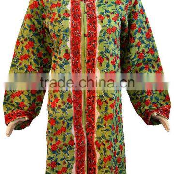 Colorful Floral Quilted Cotton Jackets - Kantha Jackets & Coats