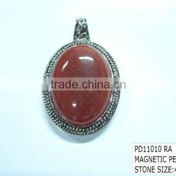 SGJGEMS PD11010 Brown Natural Stones Sliver Gemstone Pendant