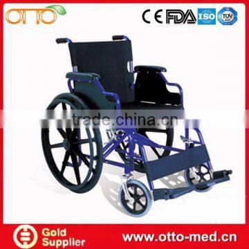 Folding steel manual wheelchair