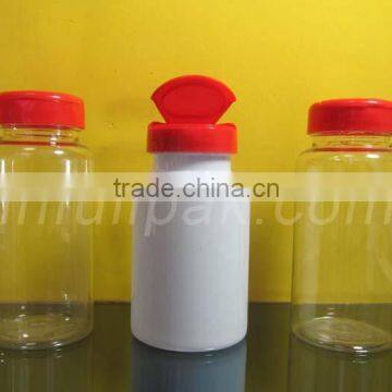 150cc Clear Medicine Bottle with Flip on top cap, Tablet Bottle with Press on cap