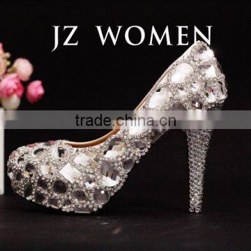 OW10 Wedding shoes Beautiful Crystal Comfort platform high heel crystal Wedding shoes for young lady