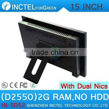 2015 NEW Desktop computer touchscreen all in one computer with 5 wire Gtouch 15 inch 6COM LPT 2G RAM ONLY Dual 1000Mbps Nics