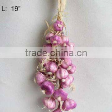 2013 High Quality Artificial Fruits Fake Garlic String 19 inch Artificial Maize Peel Garlic String