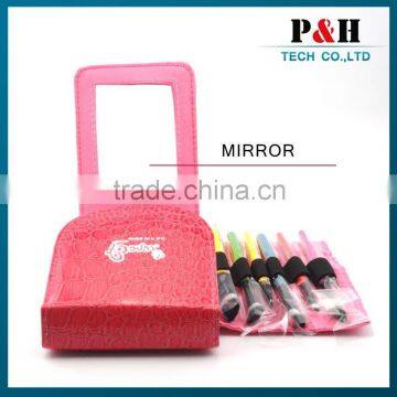 Travel 10pcs pink makeup brush set with cosmetic bag