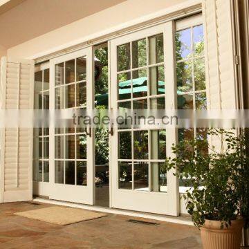 White Modern Sliding Patio Door with Bi-folded Louver Door