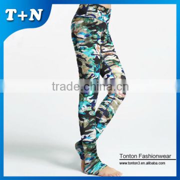 Hot sale latest design tall girls fancy capri blue camouflage pants women