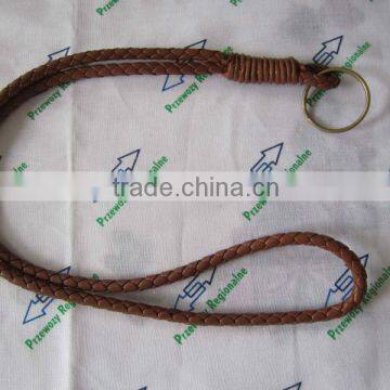 Braied leather lanyard with split ring