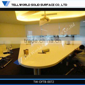 modern pure white large quartz stone triangle meeting table