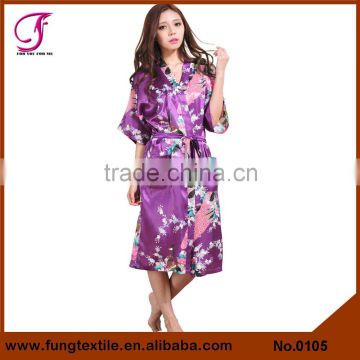 0105 Directly Factory Wholesales Women 14 Colors 6 Sizes Long Silk Robe