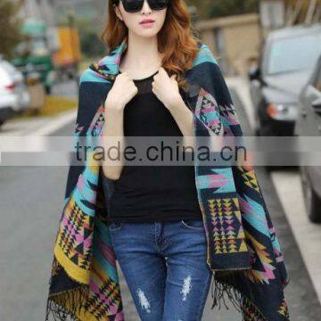 lady's winter scarf fashion printed poncho keep warm shawls for office