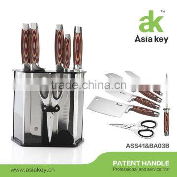 New 7pcs Stainless Steel Kitchen Knife Set with Acrylic Black Block